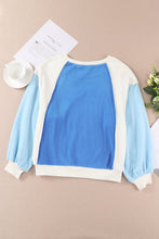 Load image into Gallery viewer, Round Neck Dropped Shoulder Color Block Sweatshirt
