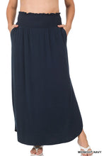 Load image into Gallery viewer, PLUS SMOCKED WAIST SIDE SLIT MAXI SKIRT
