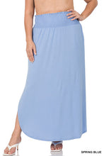 Load image into Gallery viewer, PLUS SMOCKED WAIST SIDE SLIT MAXI SKIRT
