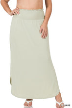 Load image into Gallery viewer, PLUS SMOCKED WAIST SIDE SLIT MAXI SKIRT
