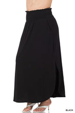 Load image into Gallery viewer, PLUS SMOCKED WAIST SIDE SLIT MAXI SKIRT
