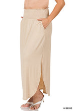 Load image into Gallery viewer, PLUS SMOCKED WAIST SIDE SLIT MAXI SKIRT
