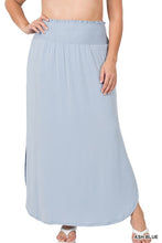 Load image into Gallery viewer, PLUS SMOCKED WAIST SIDE SLIT MAXI SKIRT
