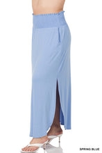 Load image into Gallery viewer, PLUS SMOCKED WAIST SIDE SLIT MAXI SKIRT
