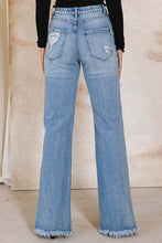 Load image into Gallery viewer, HIGH RISE DISTRESSED WIDE JEANS
