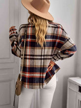 Load image into Gallery viewer, Double Take Plaid Button Front Brushed Shacket with Breast Pockets
