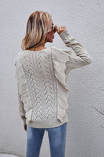 Load image into Gallery viewer, Openwork Round Neck Ruffled Sweater
