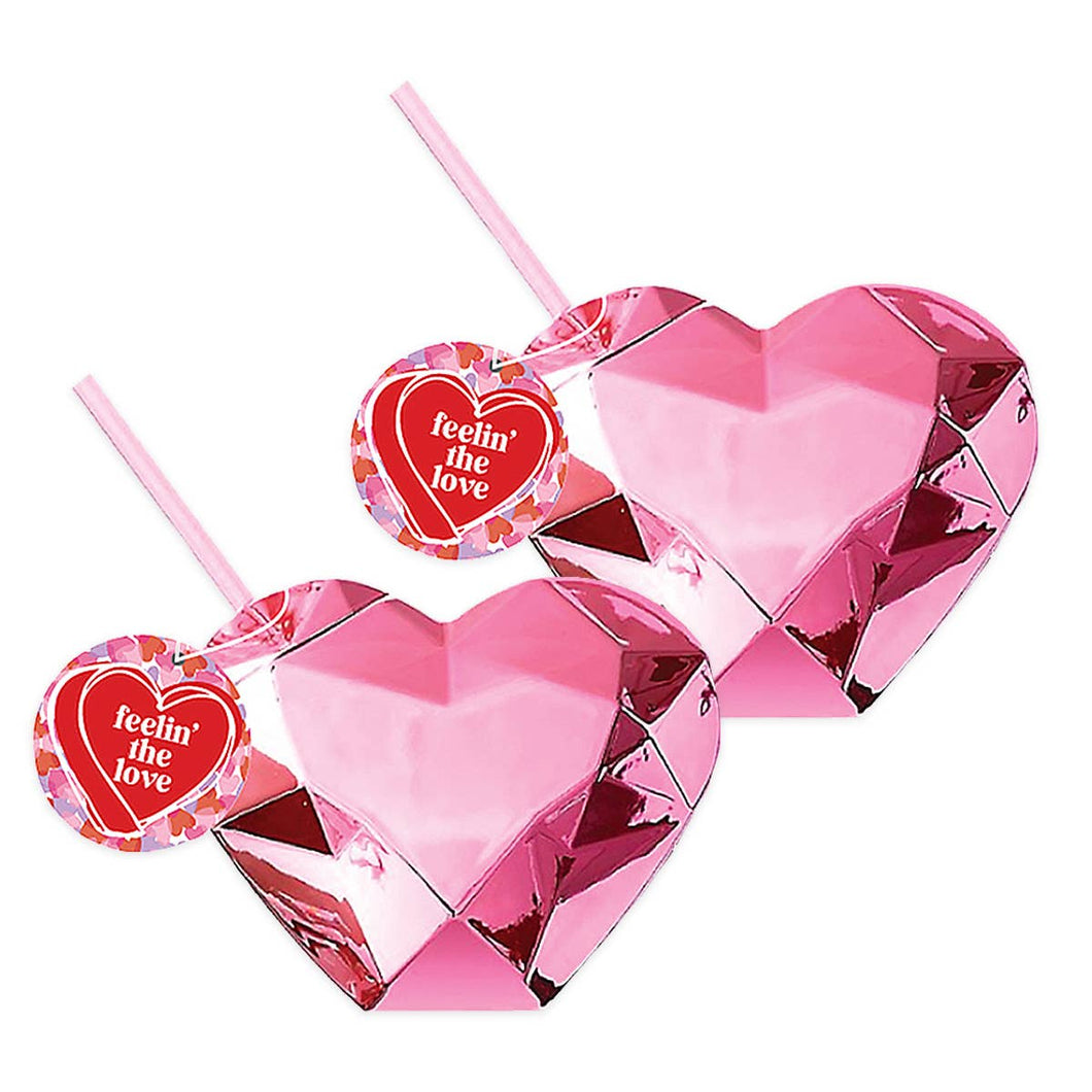 Packed Party - Pink Disco Heart Tumbler- Set of 2