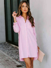 Load image into Gallery viewer, Button Up Collared Neck Long Sleeve Shirt Dress
