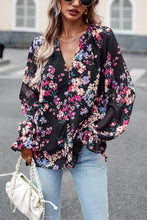 Load image into Gallery viewer, Floral Print Flounce Sleeve Blouse
