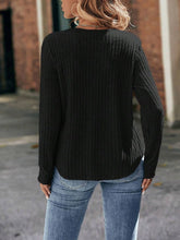 Load image into Gallery viewer, Round Neck Ribbed Long Sleeve T-Shirt
