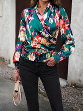 Load image into Gallery viewer, Printed Surplice Neck Long Sleeve Blouse
