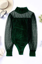 Load image into Gallery viewer, Mesh Long Sleeve Velvet Bodysuit
