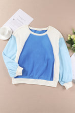 Load image into Gallery viewer, Round Neck Dropped Shoulder Color Block Sweatshirt
