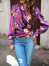 Load image into Gallery viewer, Printed Surplice Neck Long Sleeve Blouse
