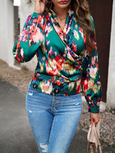 Load image into Gallery viewer, Printed Surplice Neck Long Sleeve Blouse
