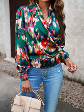 Load image into Gallery viewer, Printed Surplice Neck Long Sleeve Blouse
