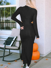 Load image into Gallery viewer, Cutout Round Neck Long Sleeve Slit Maxi Dress
