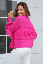 Load image into Gallery viewer, Fringe Trim Open Front Cardigan
