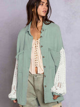 Load image into Gallery viewer, Openwork Collared Neck Button Front Shirt
