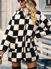 Load image into Gallery viewer, Double Take Plus Size Checkered Button Front Coat with Pockets
