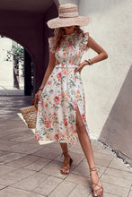 Load image into Gallery viewer, Floral Smocked Butterfly Sleeve Slit Dress
