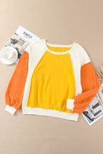 Load image into Gallery viewer, Round Neck Dropped Shoulder Color Block Sweatshirt
