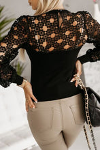 Load image into Gallery viewer, Hollowed Floral Lace Spliced Long Sleeve Blouse
