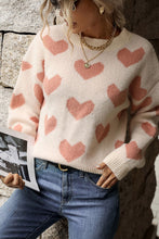 Load image into Gallery viewer, Heart Pattern Dropped Shoulder Sweater
