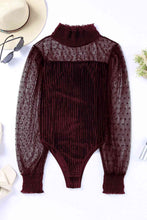 Load image into Gallery viewer, Mesh Long Sleeve Velvet Bodysuit
