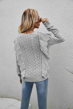 Load image into Gallery viewer, Openwork Round Neck Ruffled Sweater
