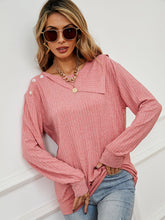 Load image into Gallery viewer, Asymmetrical Round Neck Buttoned Dropped Shoulder Tee
