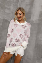 Load image into Gallery viewer, Heart Pattern Round Neck Long Sleeve Sweater
