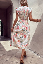 Load image into Gallery viewer, Floral Smocked Butterfly Sleeve Slit Dress
