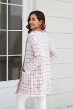 Load image into Gallery viewer, Plaid Fringe Trim Open Front Longline Cardigan
