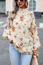 Load image into Gallery viewer, Floral Print Mock Neck Lantern Sleeve Blouse
