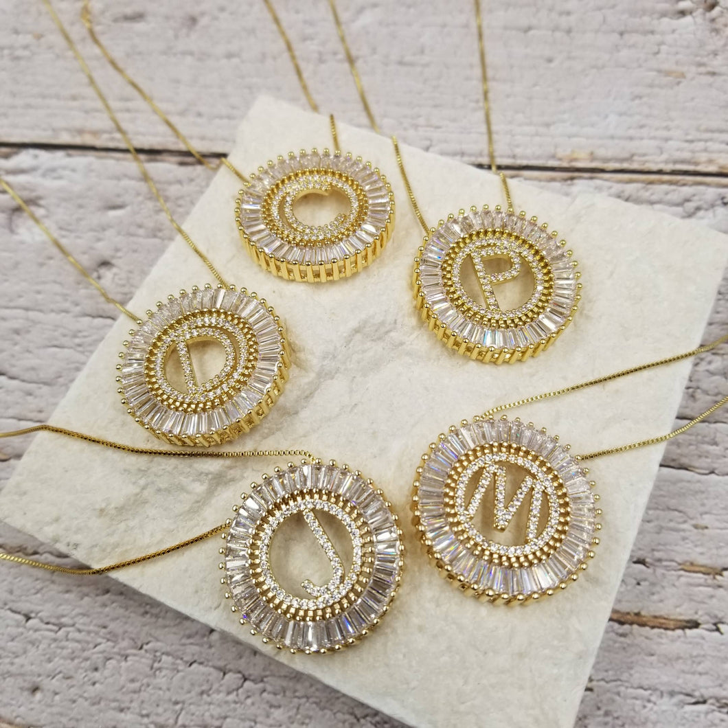 Initial Pendant Sunburst Necklace: M