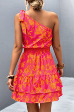 Load image into Gallery viewer, Floral Smocked Waist Tied One-Shoulder Dress
