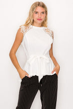 Load image into Gallery viewer, Floral Crochet Lace Belted Top
