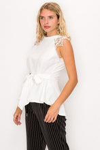 Load image into Gallery viewer, Floral Crochet Lace Belted Top
