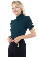 Load image into Gallery viewer, Ruched Sleeve Mock Neck Top
