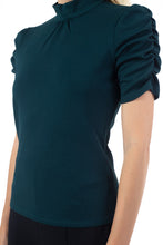 Load image into Gallery viewer, Ruched Sleeve Mock Neck Top
