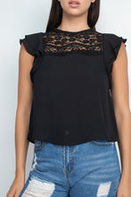 Load image into Gallery viewer, Lace Illusion Flutter Sleeves Top
