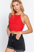 Load image into Gallery viewer, Lace Up Open Cross Back Crop Cami
