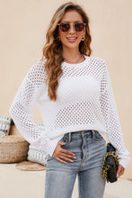 Load image into Gallery viewer, Round Neck Openwork Dropped Shoulder Knit Top
