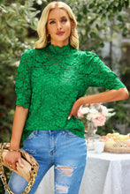 Load image into Gallery viewer, Lace Scalloped Short Puff Sleeve Top
