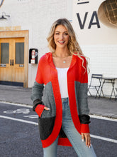 Load image into Gallery viewer, Color Block Open Front Hooded Cardigan
