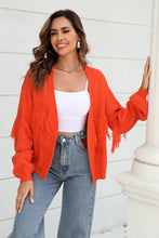 Load image into Gallery viewer, Fringe Trim Open Front Cardigan
