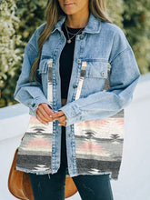 Load image into Gallery viewer, Collared Neck Dropped Shoulder Denim Jacket
