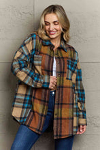 Load image into Gallery viewer, Double Take Plaid Curved Hem Shirt Jacket with Breast Pockets
